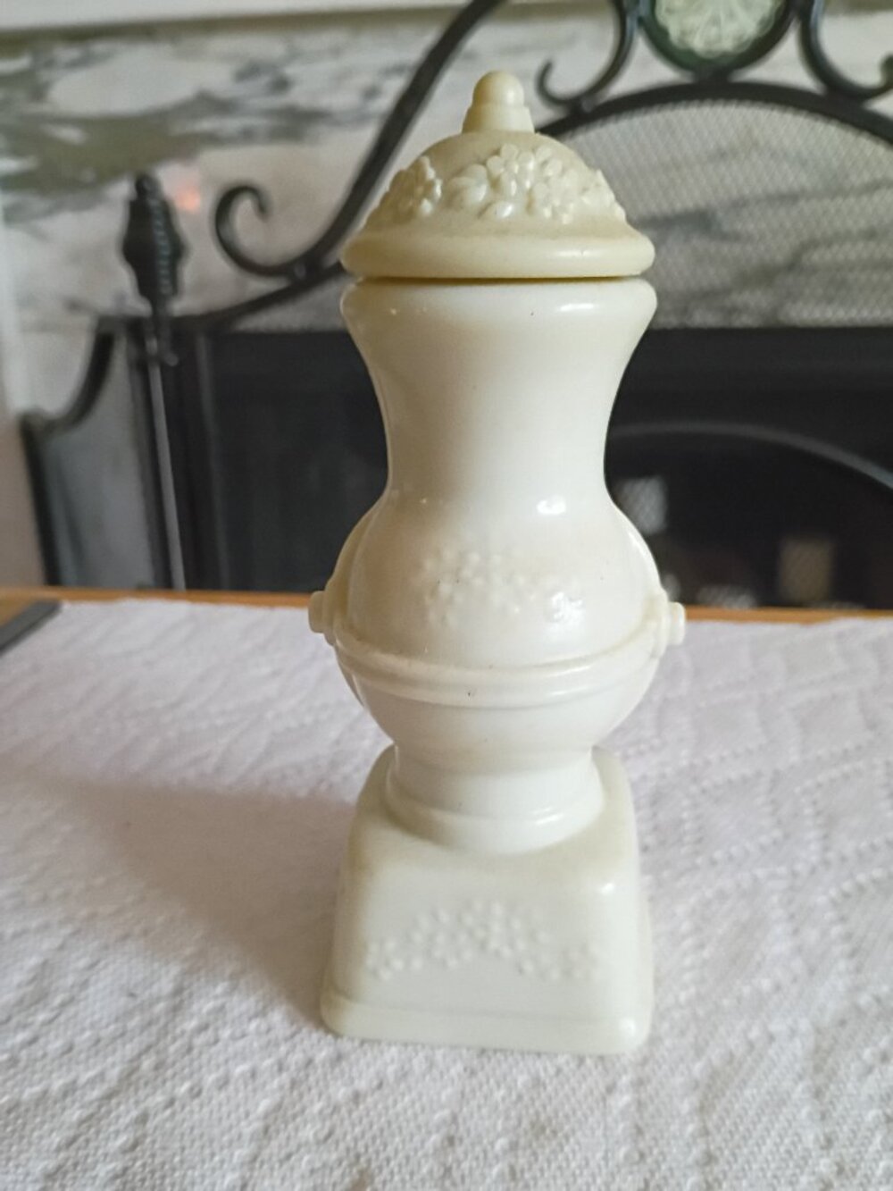 Vintage Avon Bird Of Paradise Cologne Bottle Victorian Parlor Stove Milk Glass
